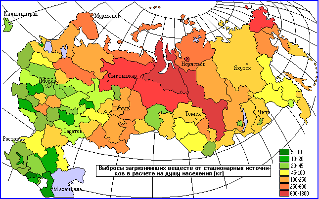 Карта загрязненности россии